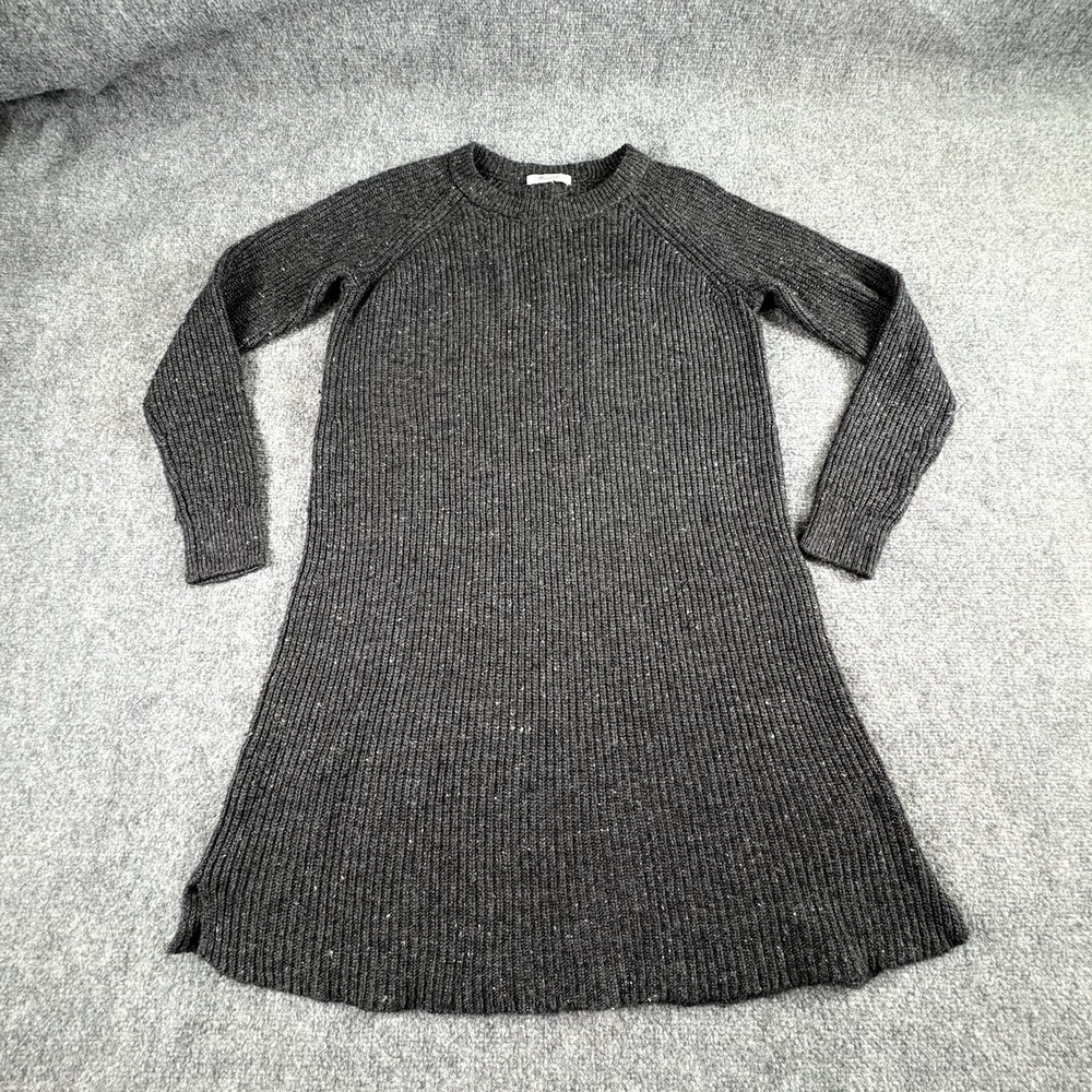 Madewell Sweater Dress Women's S Charcoal Wool Ribbed Minimalist Cozy Lagenlook